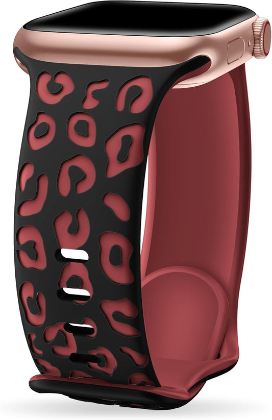Leopard Engraved Two-Tone Apple Watch Band for Women