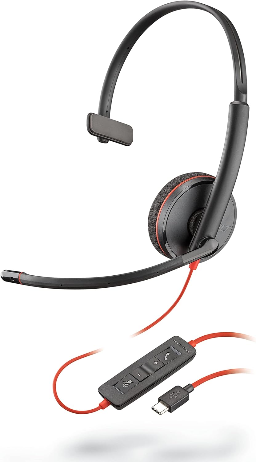 Plantronics 209748-101 Black Wire 3200 Series Corded UC Headset