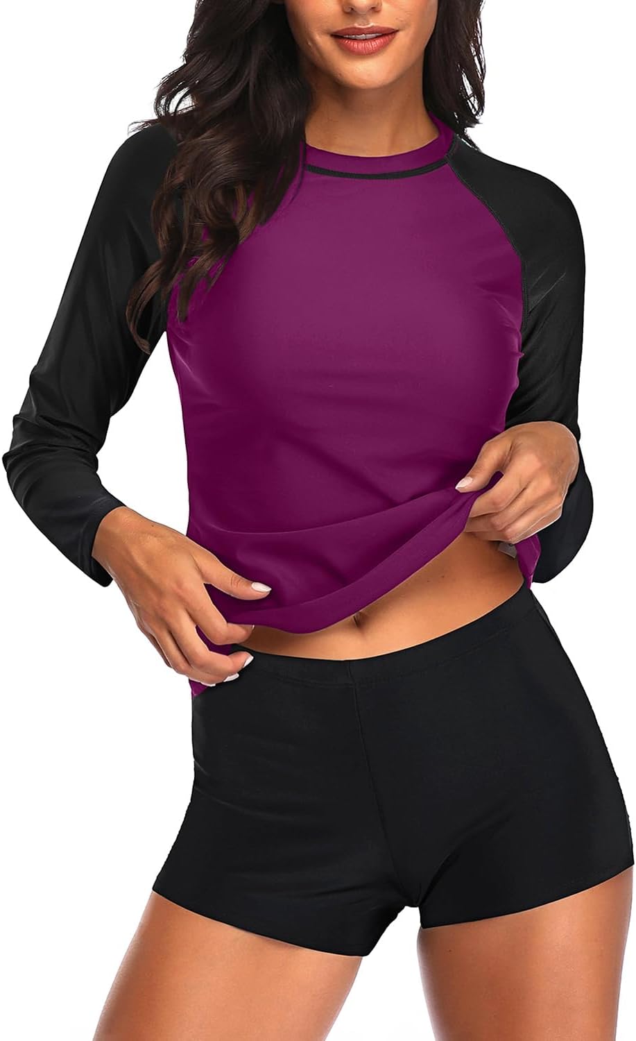 Daci Women Two Piece Rash Guard Long Sleeve Swimsuits UV UPF 50