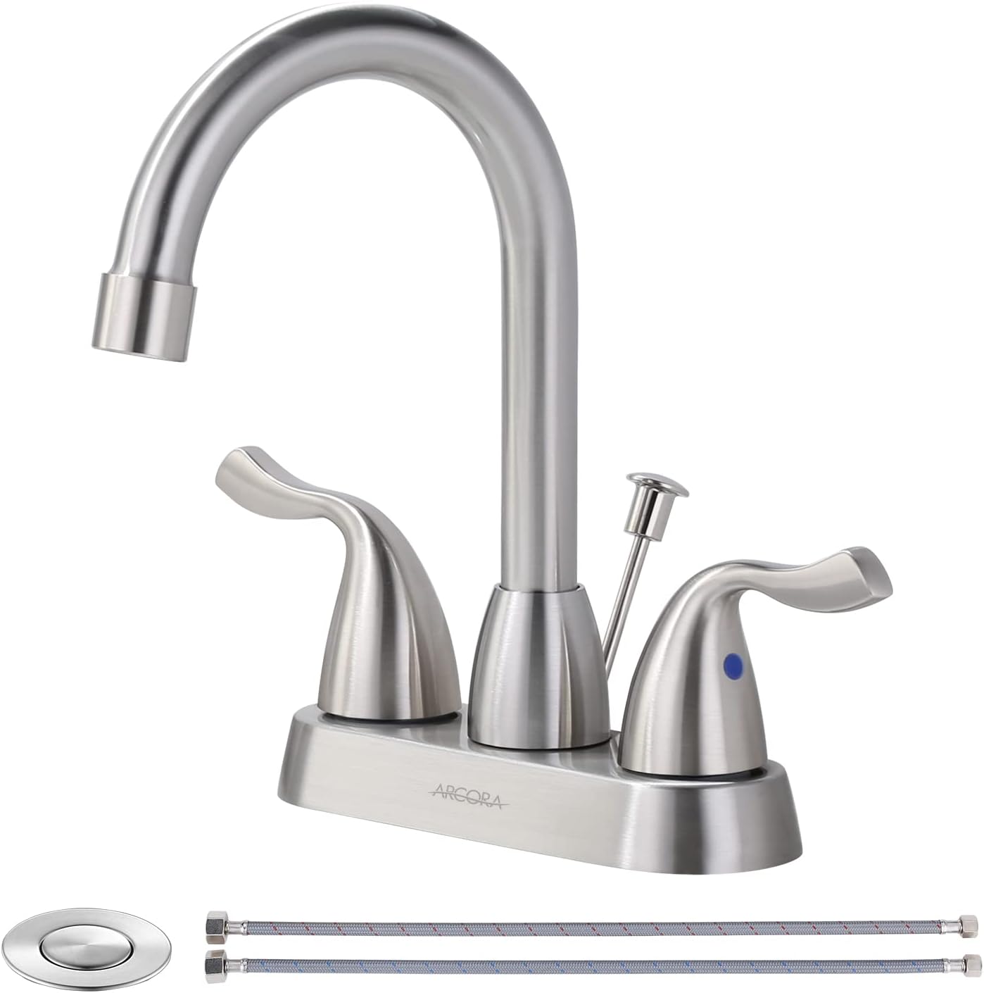 Modern Bathroom Faucet with 360 Rotating Spout and Drain Assembly