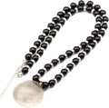 Natural Raw Tourmaline Pendant Black Onyx Beaded Necklace (Style 1ZZT)