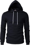 Men's Slim Fit Pullover Hoodie with Kangaroo Pocket - Lightweight