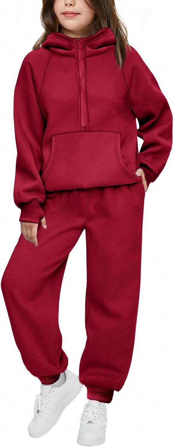 Arshiner Girls Tracksuit Set with Hoodie and Joggers for Kids