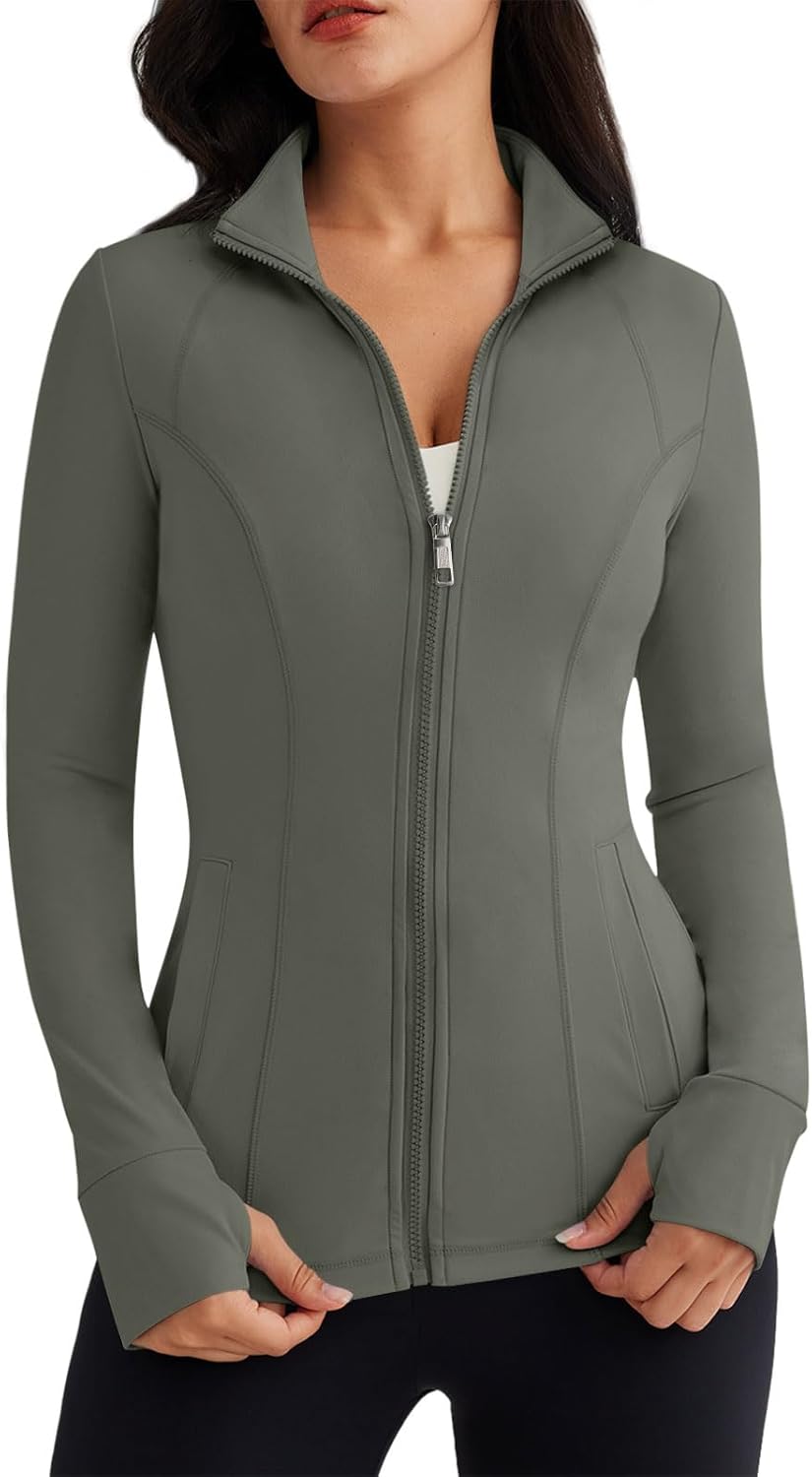 Trendy Queen Womens Lightweight Zip Up Jackets for Activewear