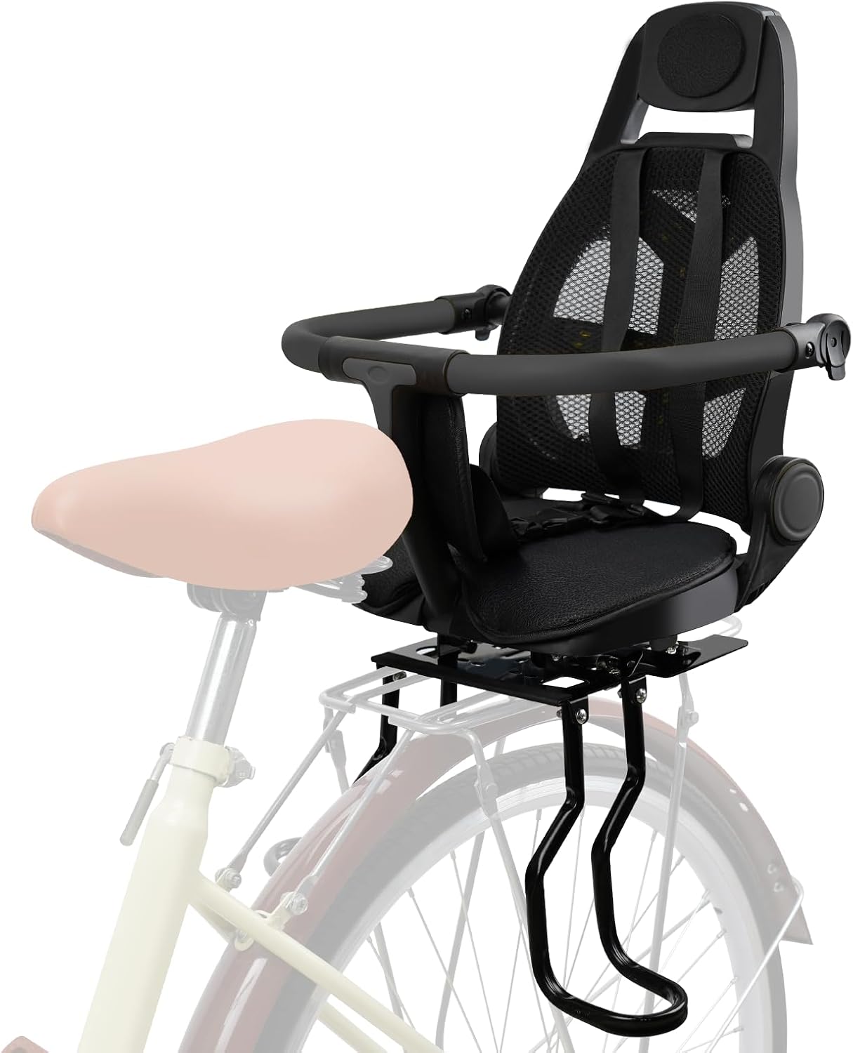 Rear Child Bike Seat with Adjustable Back Rest and Armrests
