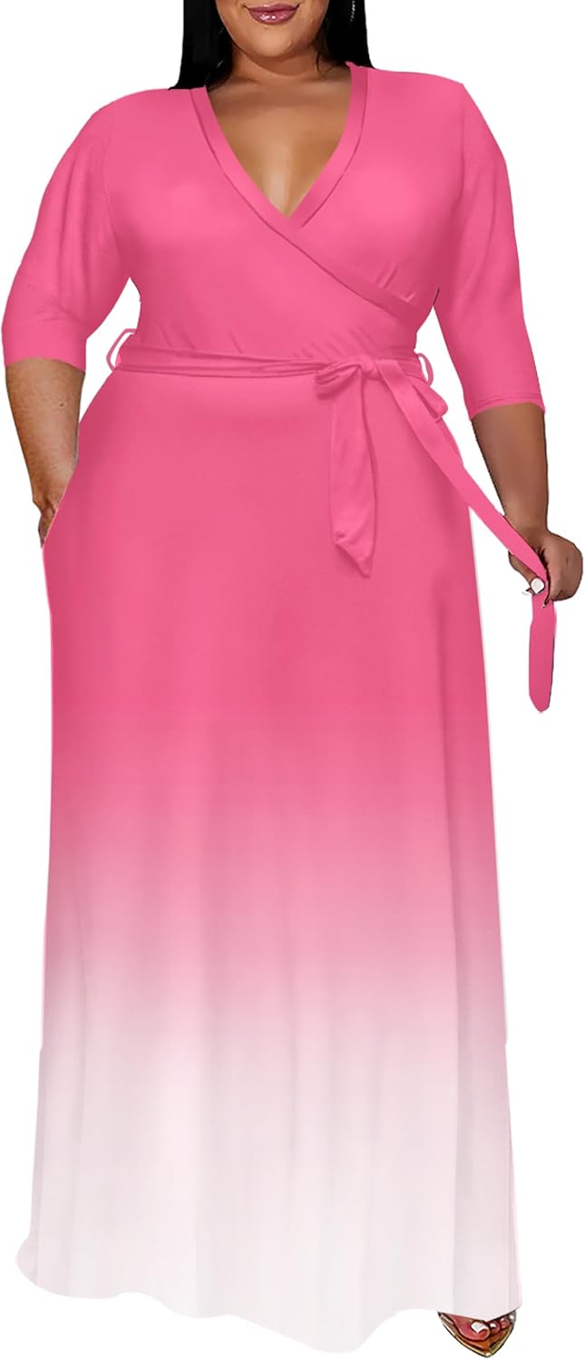 Runwind Plus Size Dresses for Women Flowy Maxi Dress