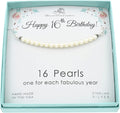 16th Pearl Bar Birthday Necklace 16 in Sterling Silver - Sweet 16 Gift