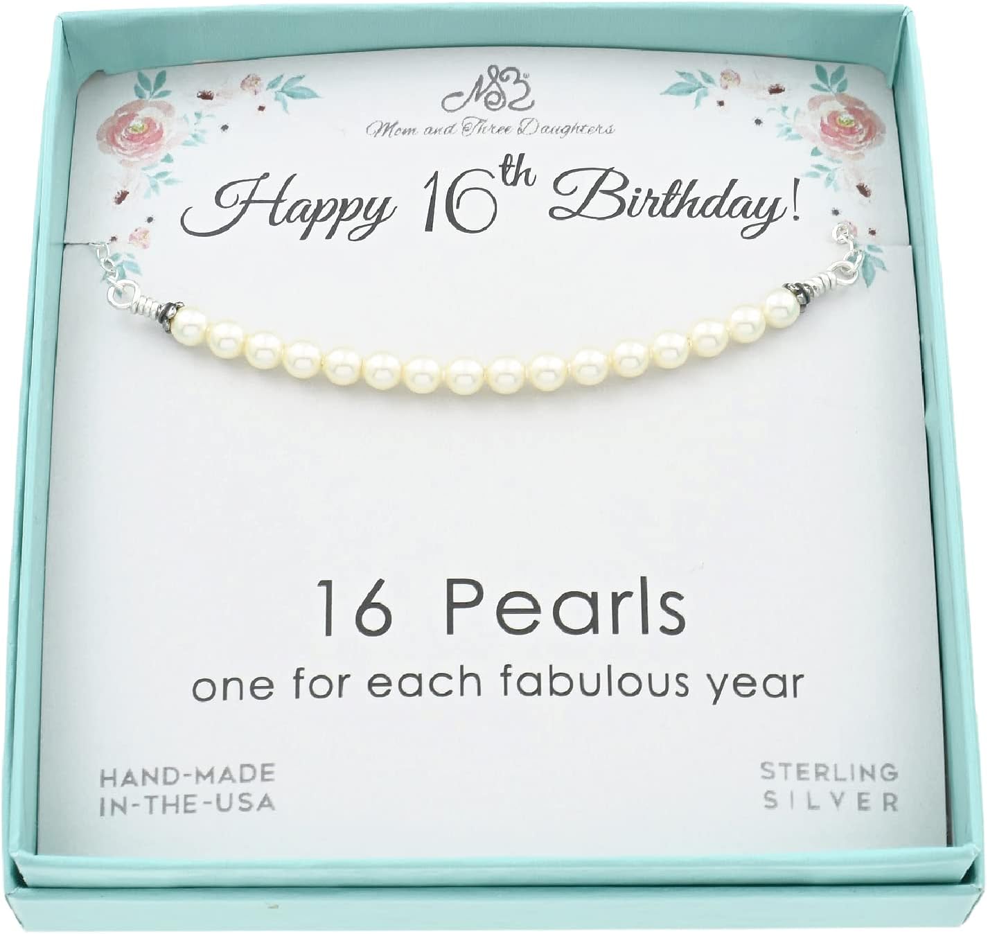 16th Pearl Bar Birthday Necklace - Sterling Silver Gift for Her