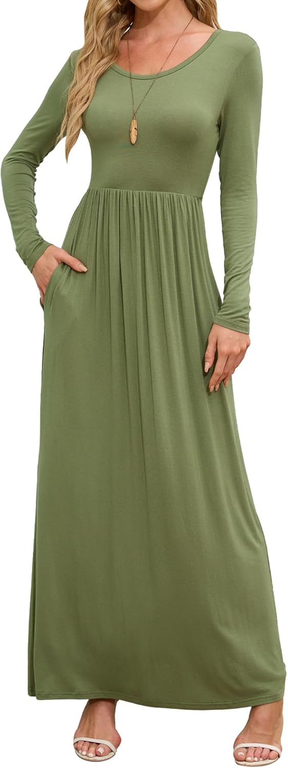 DEARCASE Women's Maxi Dress with Pockets for Casual Wear