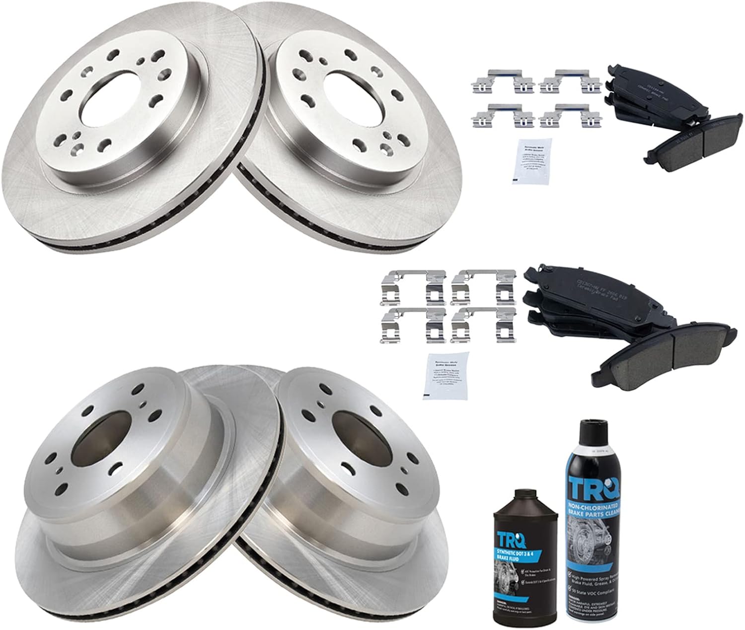 TRQ Front & Rear Brake Pad & Rotor Kit for 08-13 Avalanche