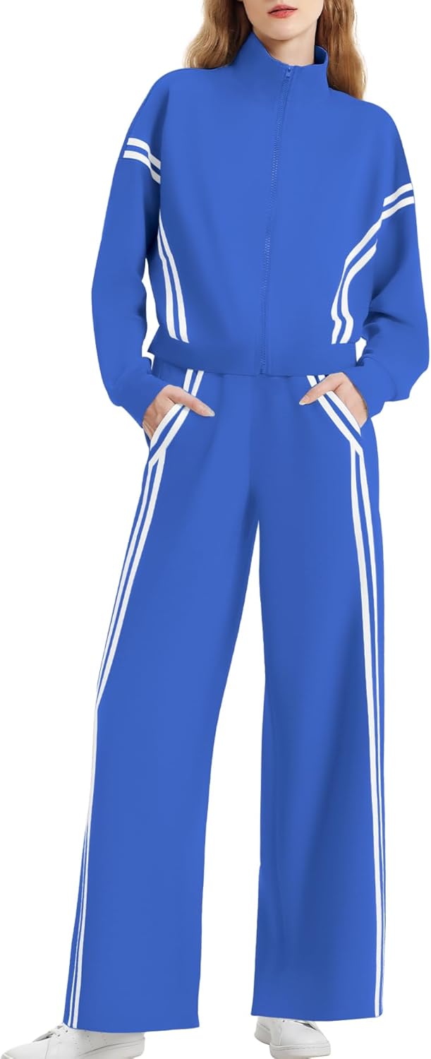 Women's 2 Piece Lounge Outfits Zip Up Sweat Set for Comfort