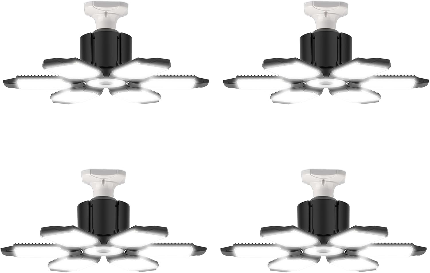 LED Garage Light Bulbs with 6 Adjustable Panels for Brightness
