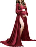 Dedysler Maternity Gowns Long Sleeves Sweetheart Maxi Dress