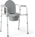Medline 3-in-1 Steel Bedside Commode - Sturdy Folding Support