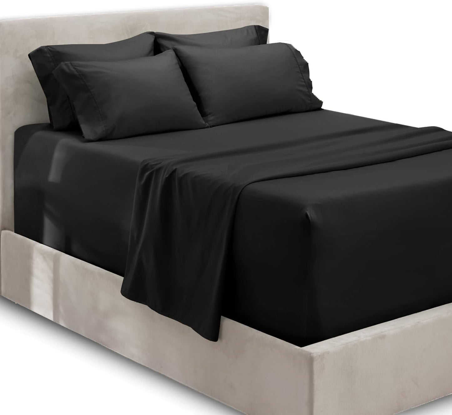 Luxury Soft 6 Piece Bed Sheet Set for Split King Size Beds
