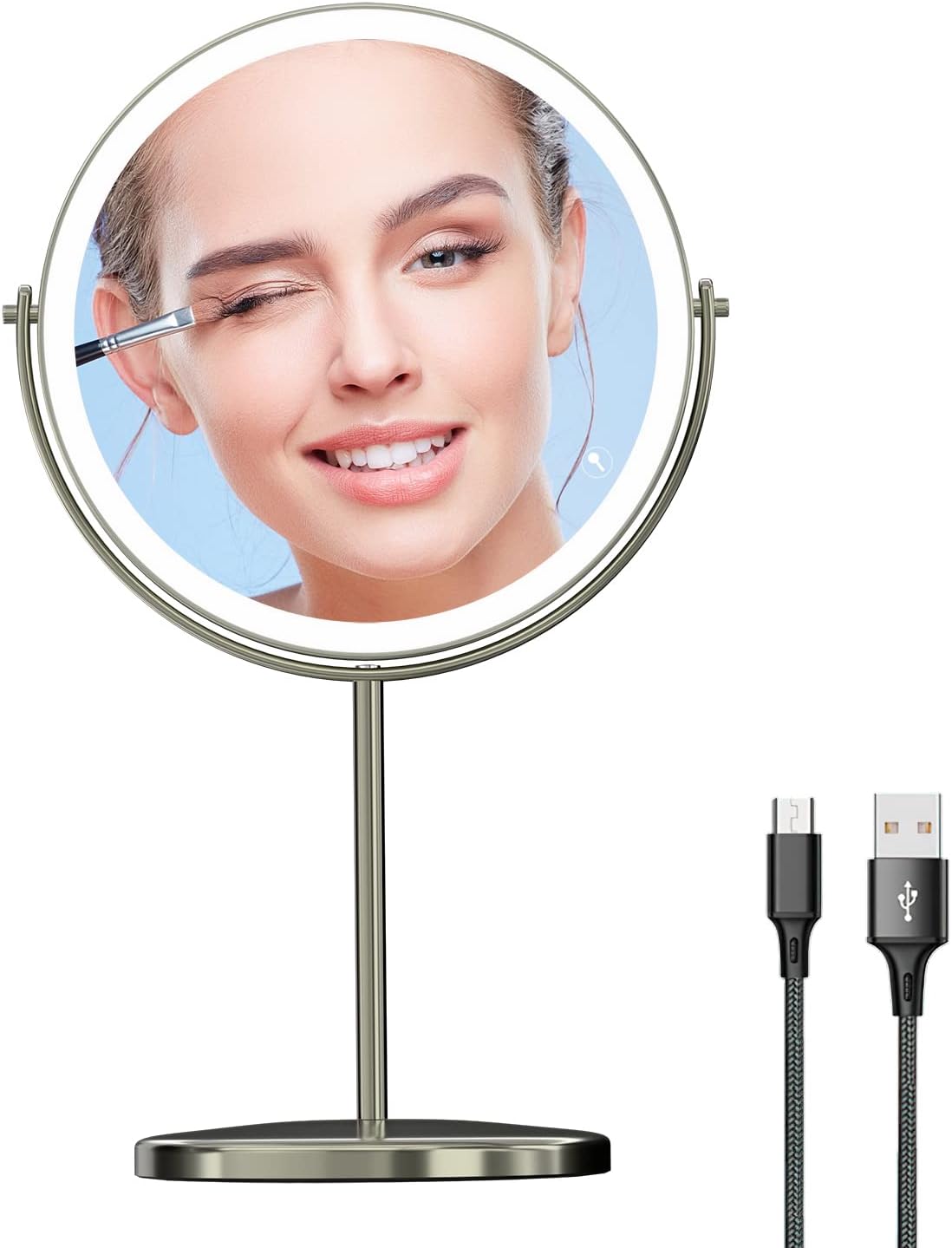 8 Inch Lighted Vanity Mirror with 1X/10X Magnification Features