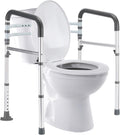 Toilet Safety Rails Adjustable Frame for Elderly & Disabled - Stable