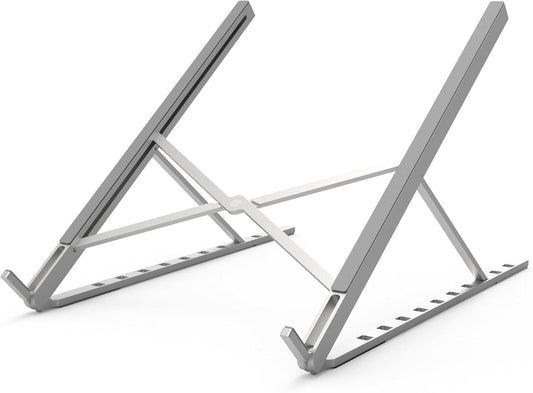 Foldable Aluminum Laptop Stand: Portable Cooling & Adjustable - 11-17.3 MacBook Pro Air, HP, Silver