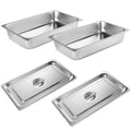 VOISEN Hotel Pans with Lids 2 Pack 1/1 Size 4 in Deep - Durable