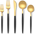 Stapava 30-Piece Matte Black Gold Silverware Set - Elegant Everyday