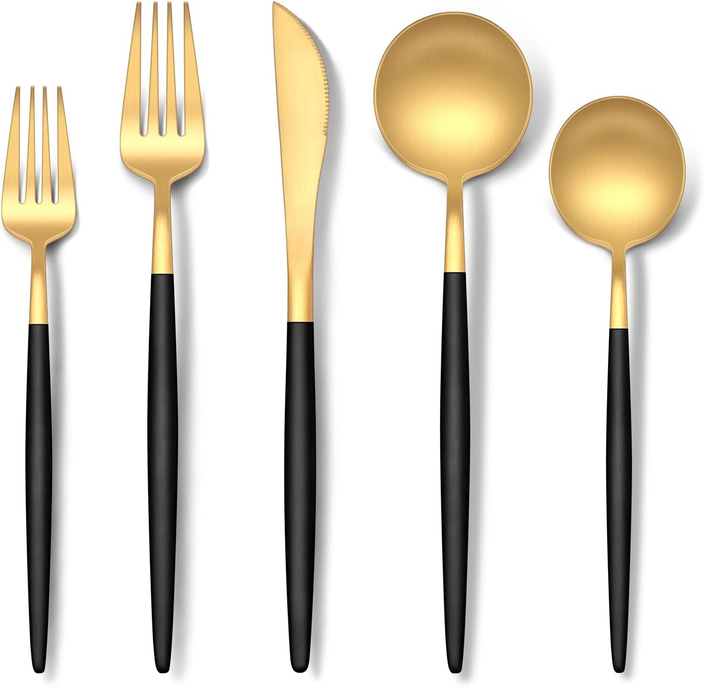 30-Piece Matte Black Gold Silverware Set for Elegant Dining