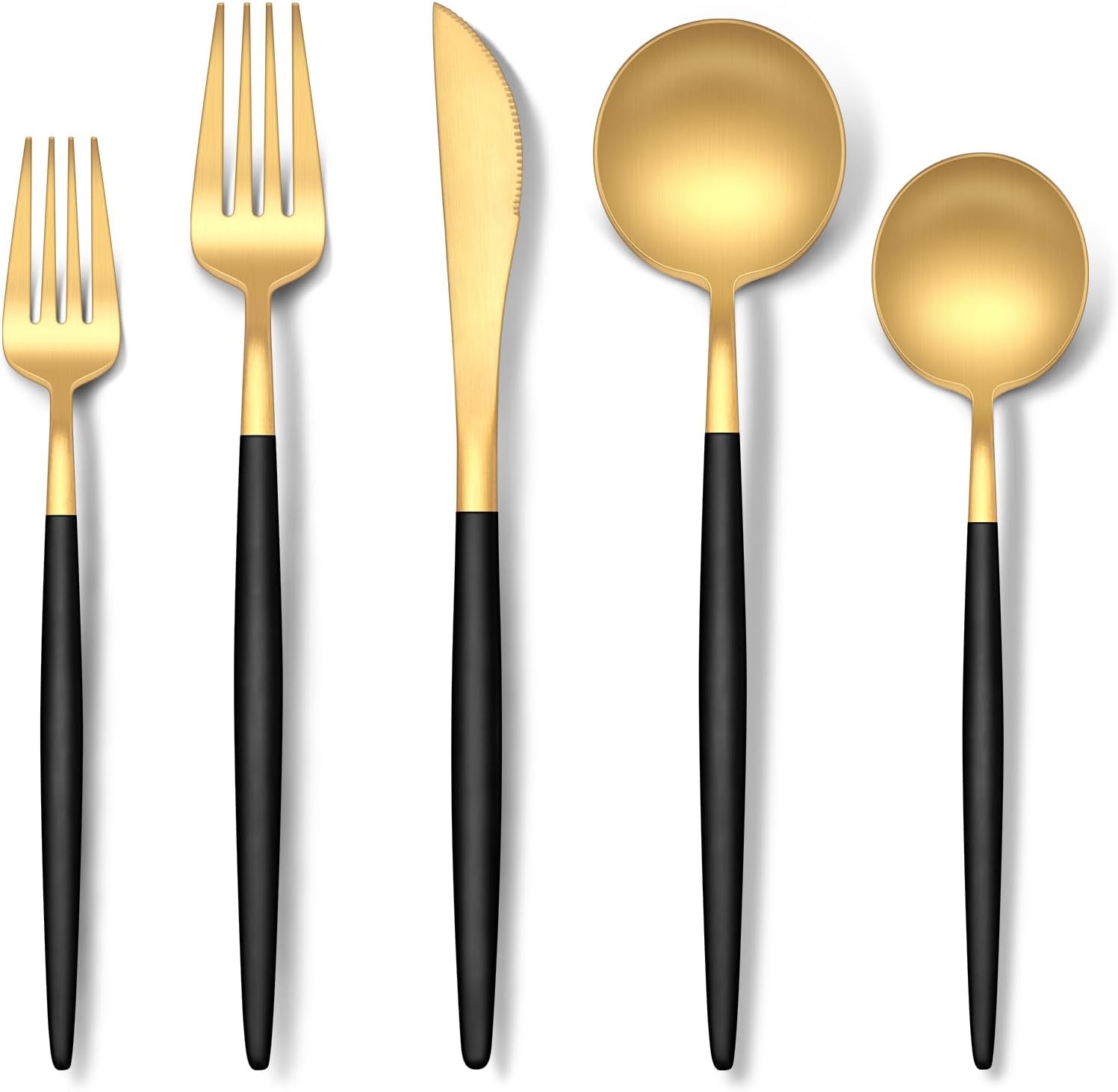 30-Piece Matte Black Gold Silverware Set for Elegant Dining