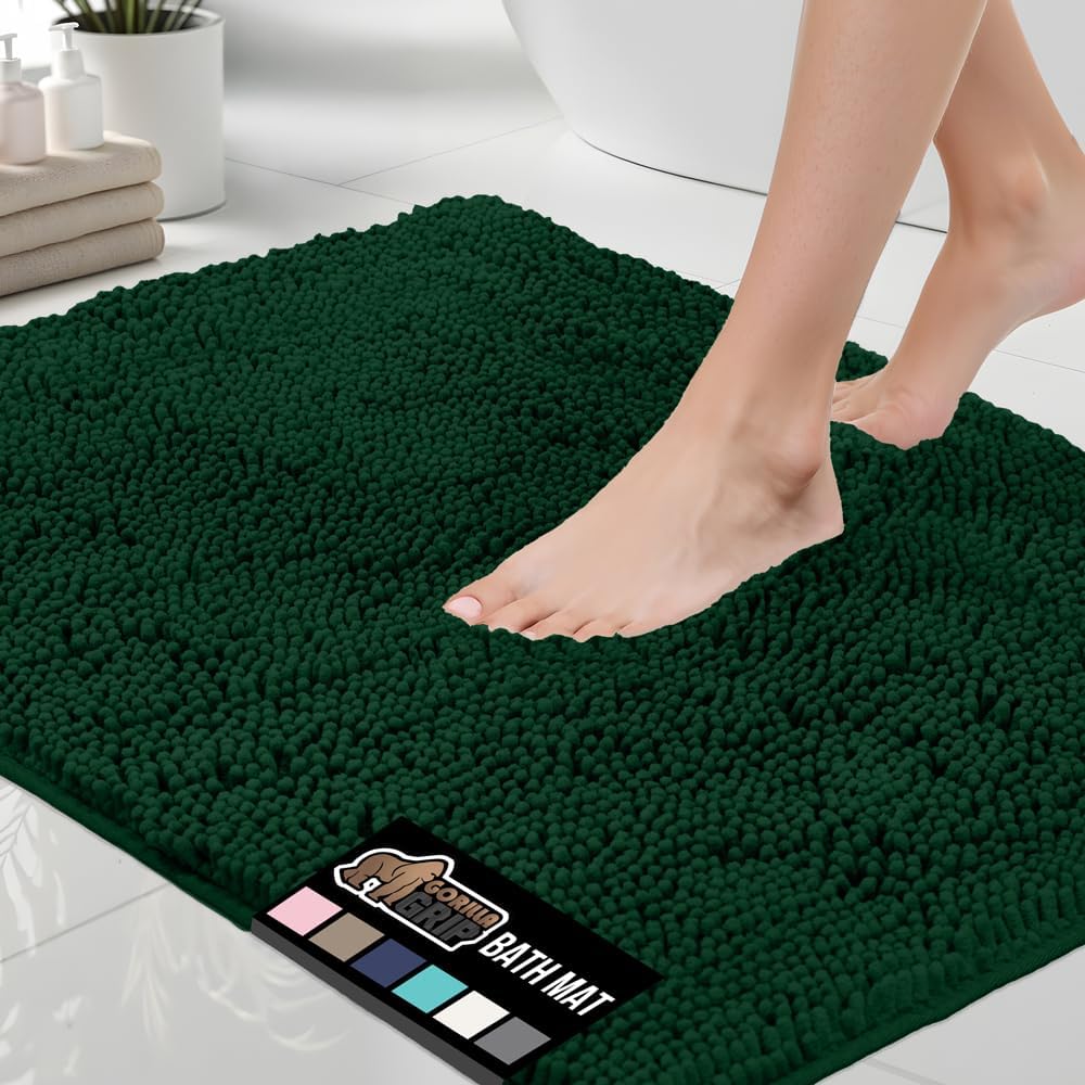 GORILLA GRIP Bath Rug Mat 60x24, Soft Absorbent Chenille Mat