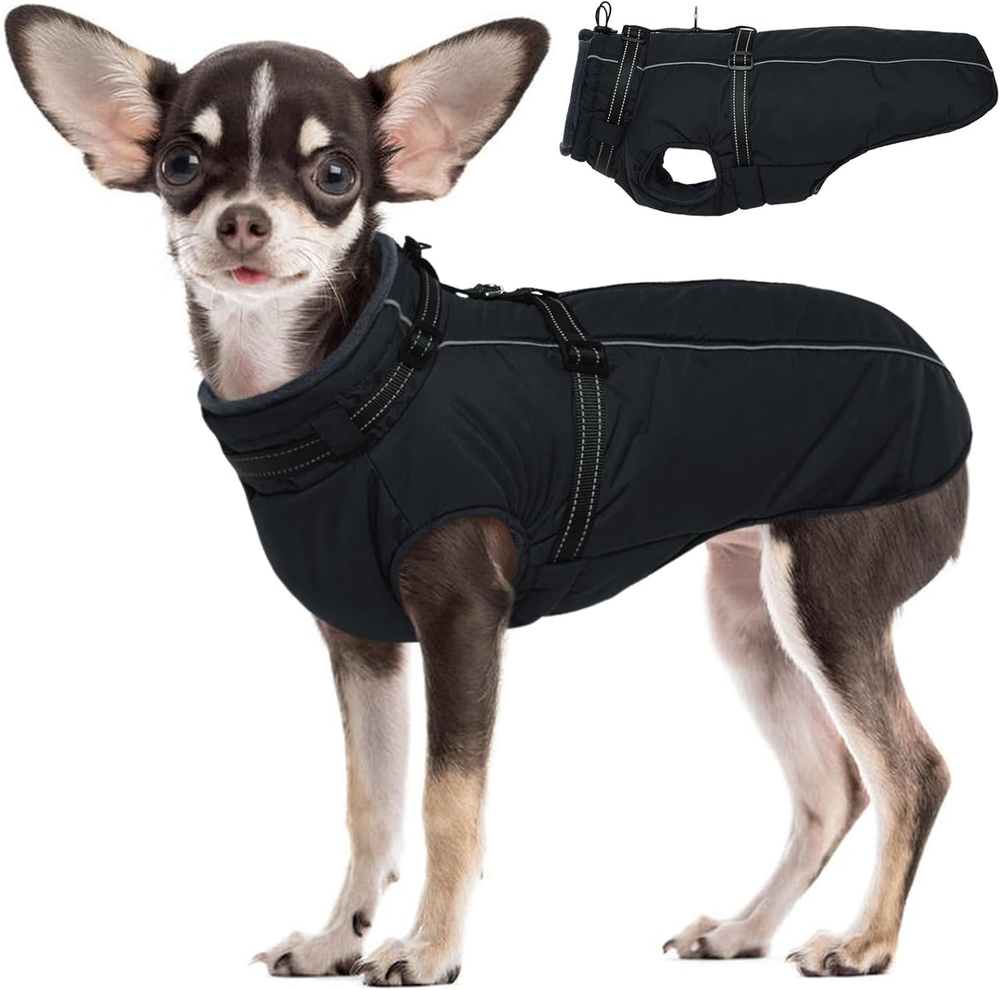 Lelepet Waterproof Dog Jacket with Built-in Harness for Winter
