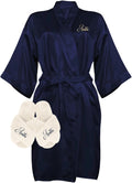 Custom Women Satin Robes with Slippers Gift Set (Style J6QC)