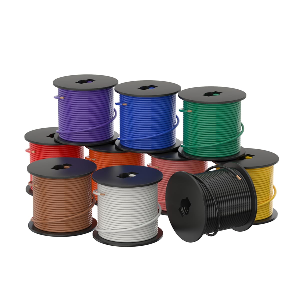 SUZCO 10 Rolls 100FT Automotive Primary Wire Spools for Wiring