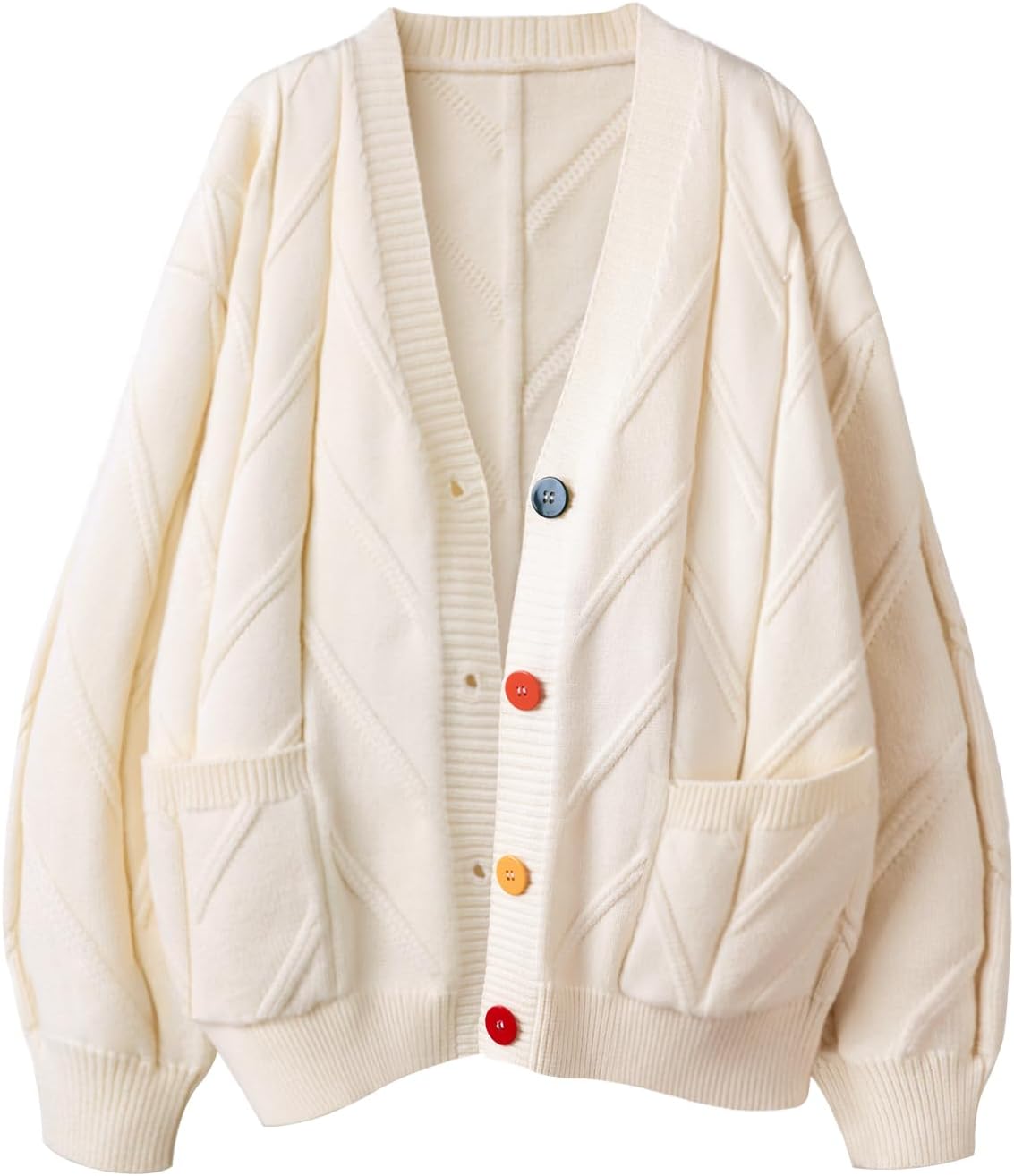 Women's Cable Knit Long Sleeve Open Front Cardigan Sweater
