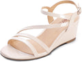 IDIFU Women's Low Wedge Heel Sandal - Comfortable Dressy 2in Heel