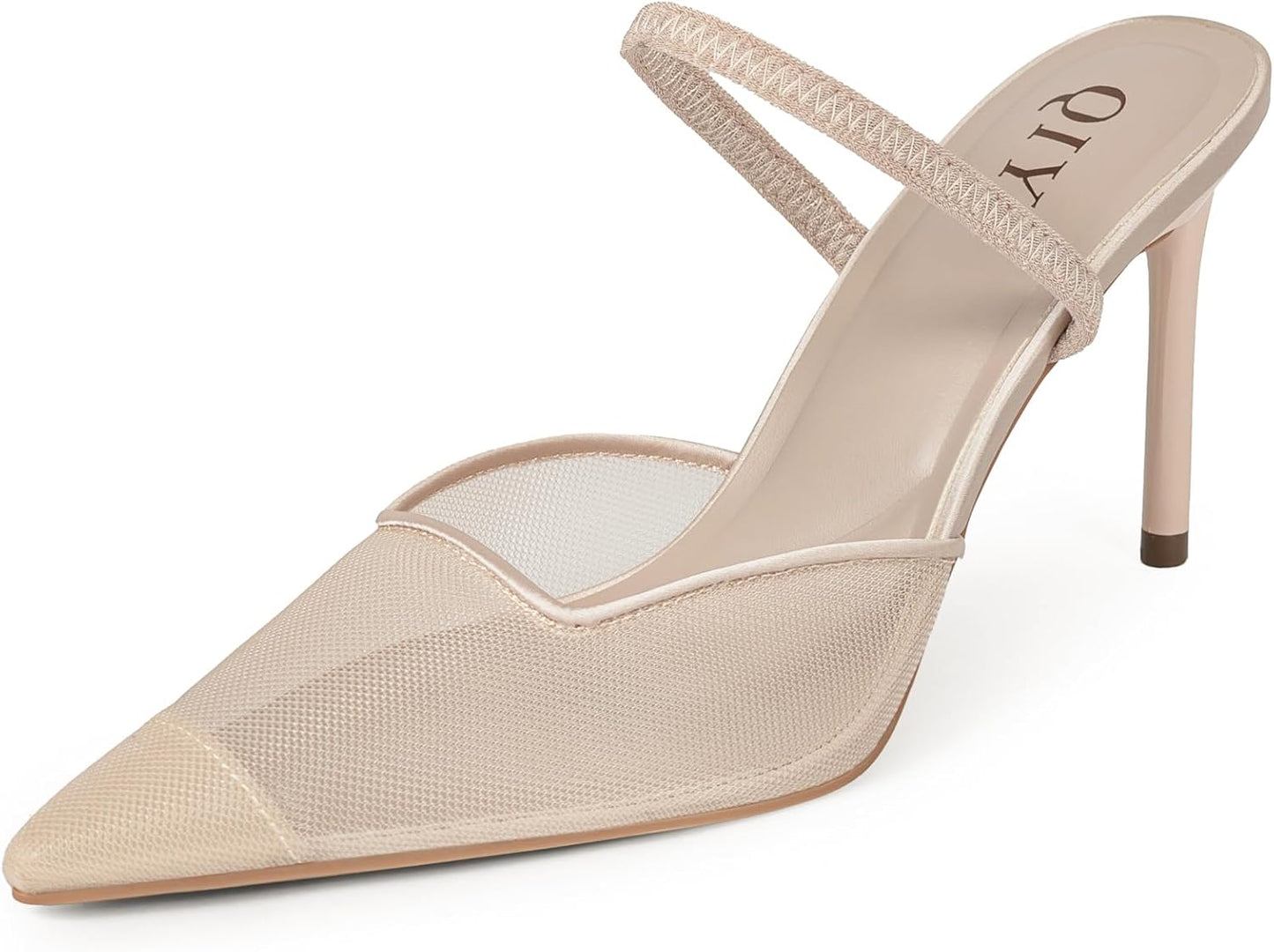 Mesh Heels for Women Pumps Closed Pointed Toe High Heels Mules