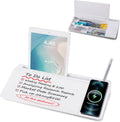 Small Glass Desktop Whiteboard with Wireless Charger - White Desk Pad