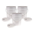 5 Gallon White Bucket with Pour Spout Lid 3-Pack - Durable, Food Grade