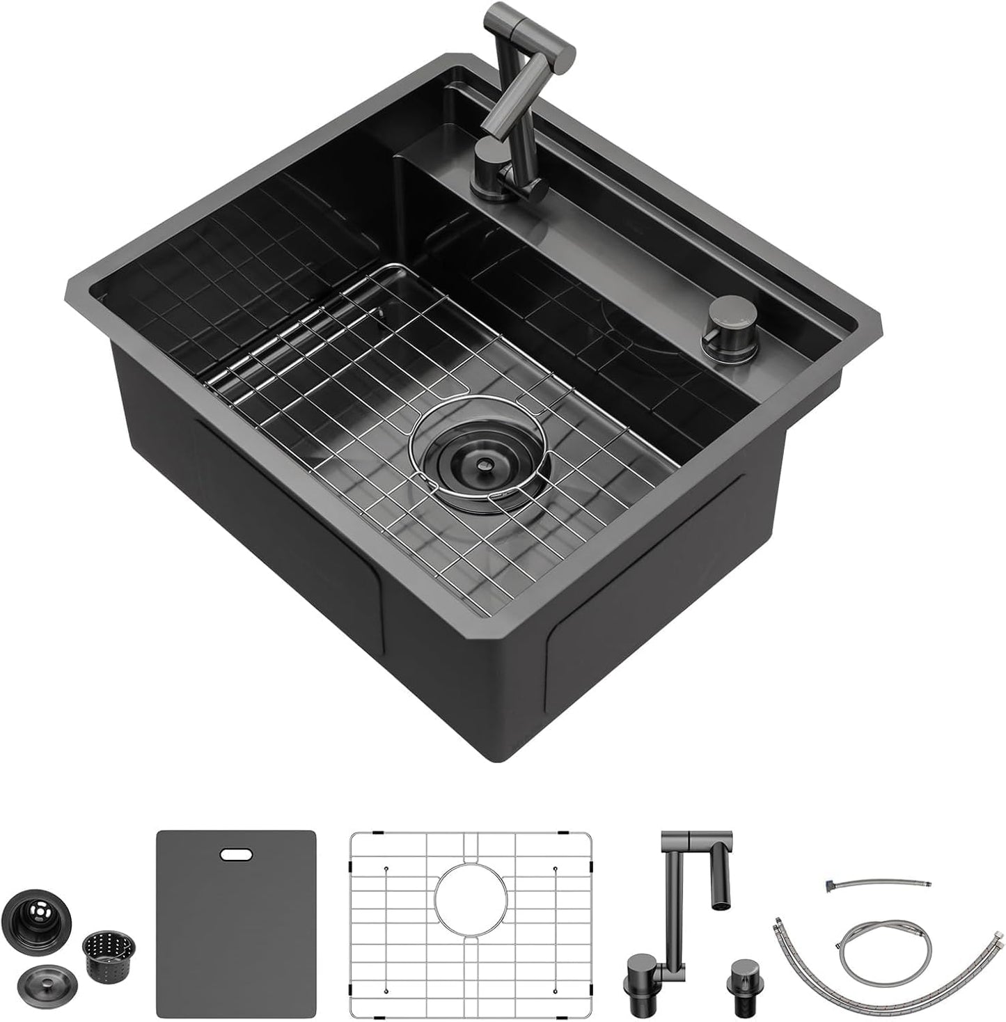 18x18 Inch Outdoor Kitchen Sink with Foldable Faucet Combo