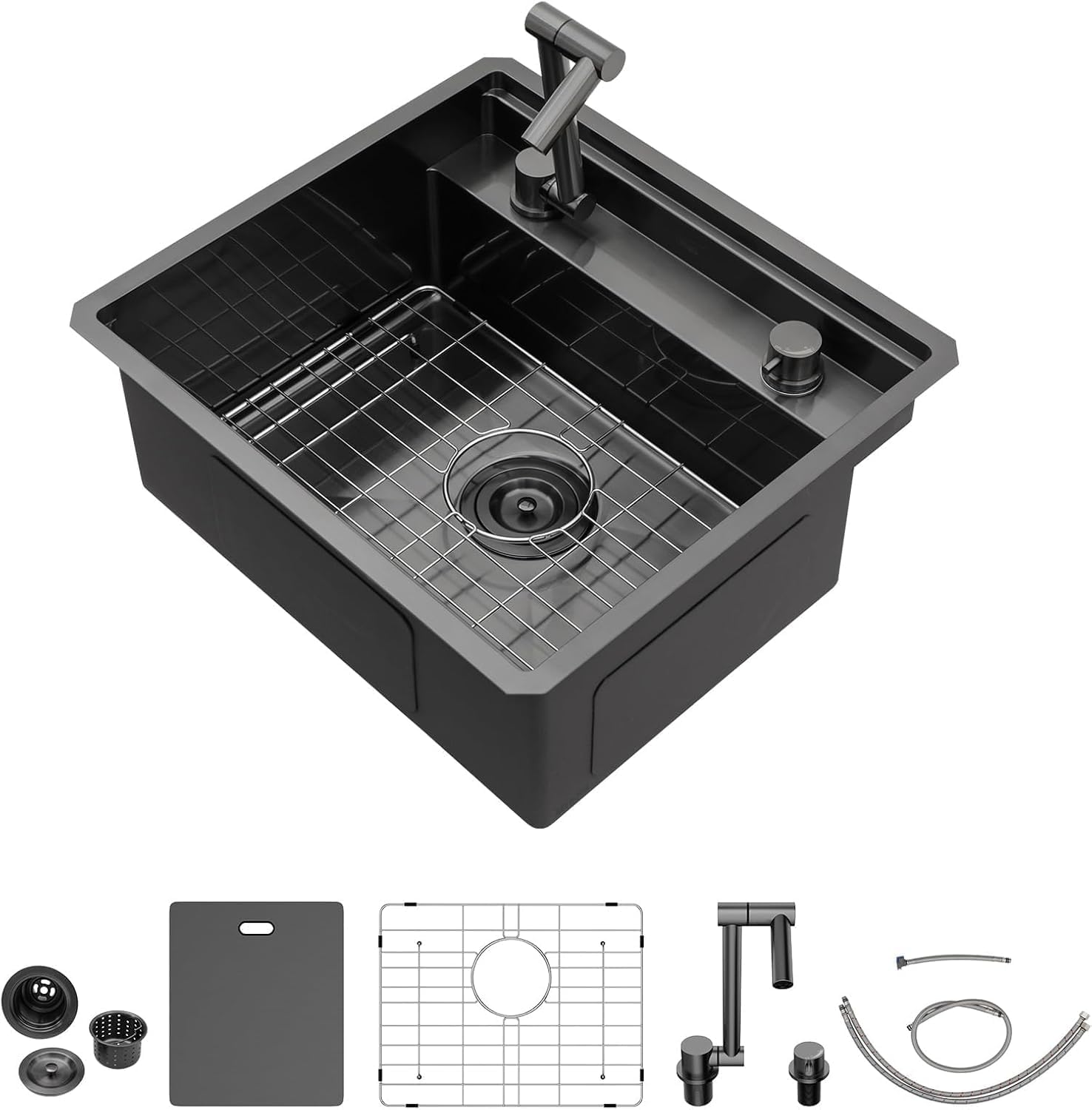 18x18 Inch Outdoor Kitchen Sink with Foldable Faucet Combo