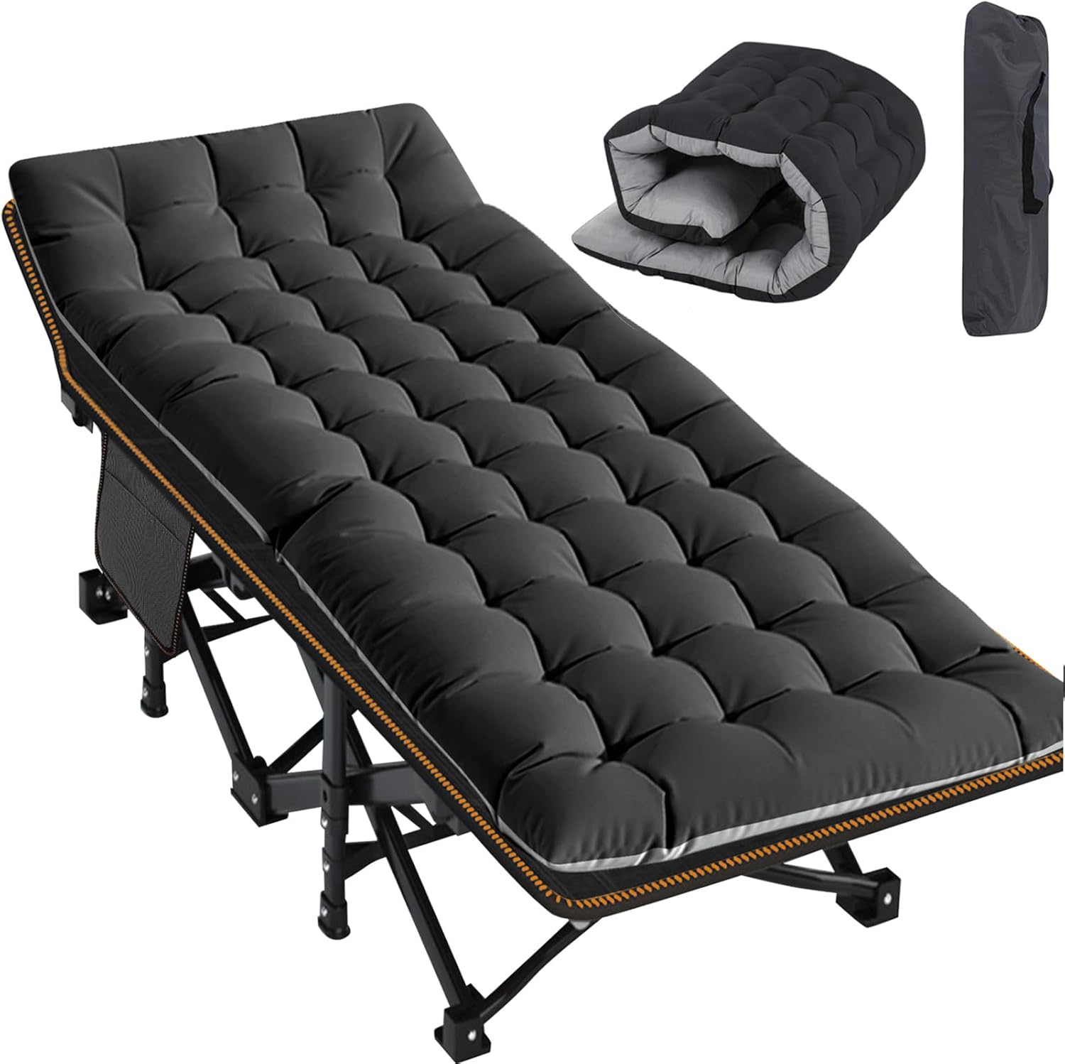 Oversized XXL Folding Camping Cot for Adults with Pad Comfort