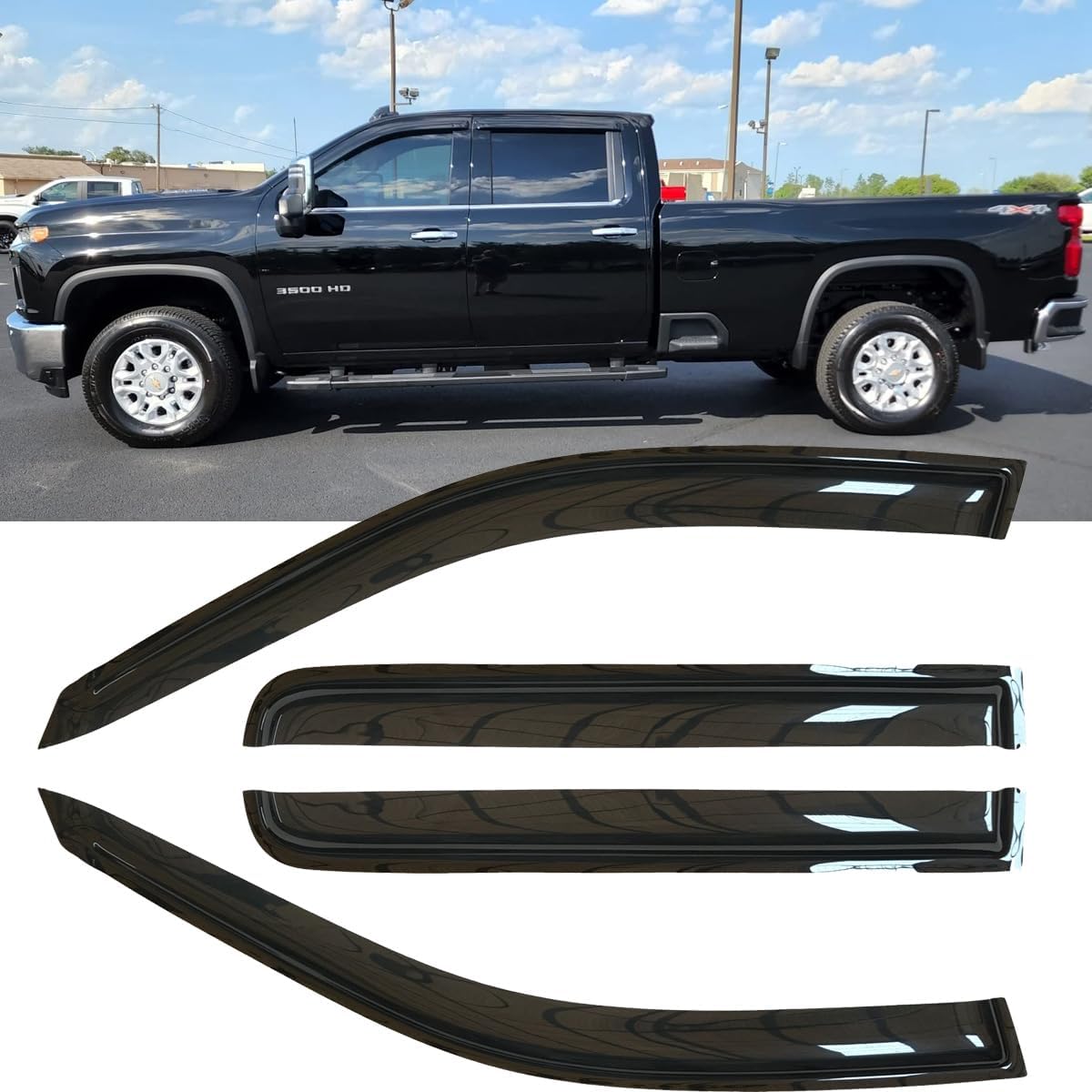 4pc Original Shatterproof Rainproof Side Window Wind Deflector