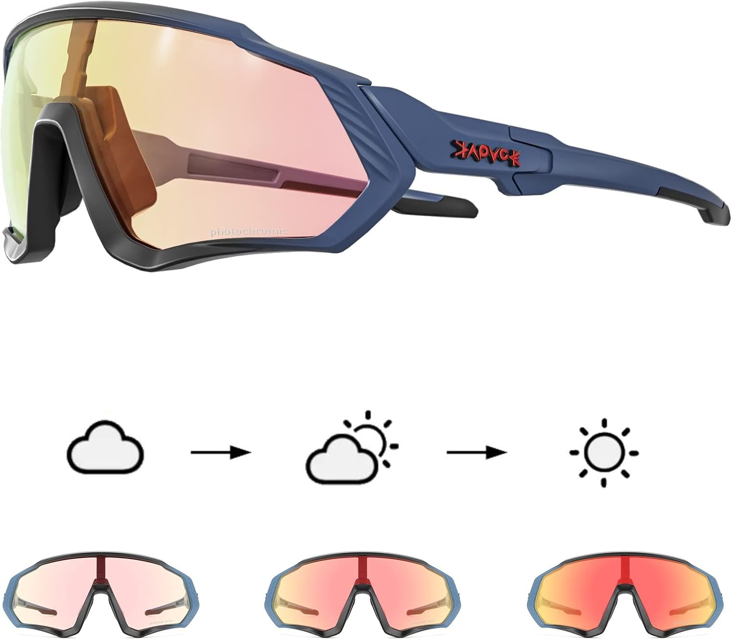 Photochromic Cycling Glasses for Men and Women - KAPVOE K9408