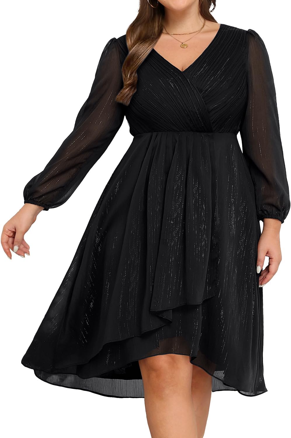 Plus Size Cocktail Dress for Curvy Women - Elegant Midi Style