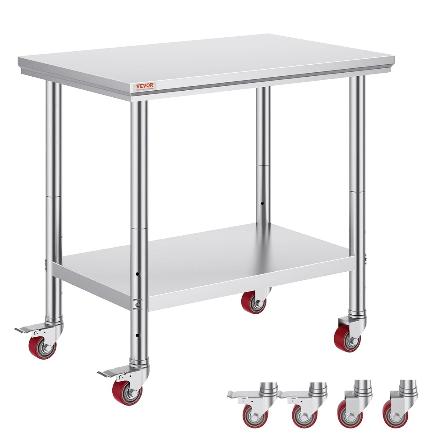 Vevor Stainless Steel Work Table 36x24 Inch with Wheels for Kitchen