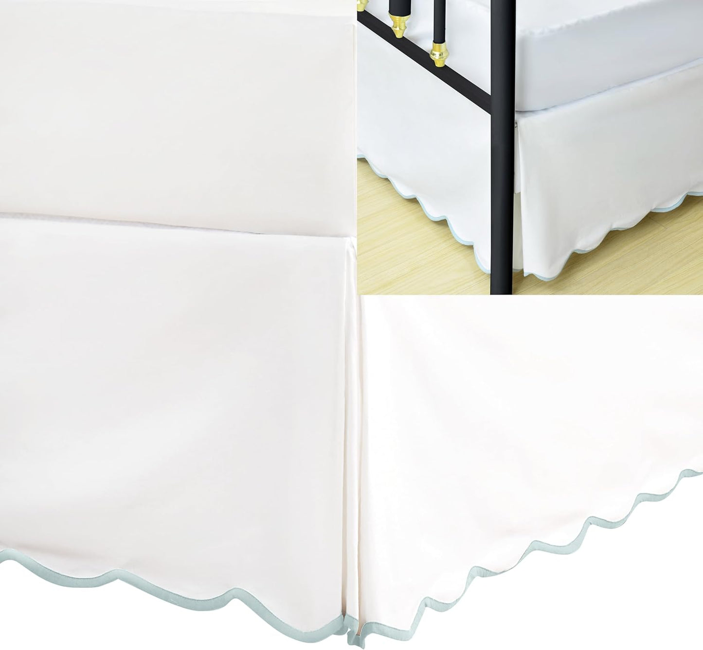 HIG Queen Bed Skirt with Scallop Edge for Elegant Bedrooms