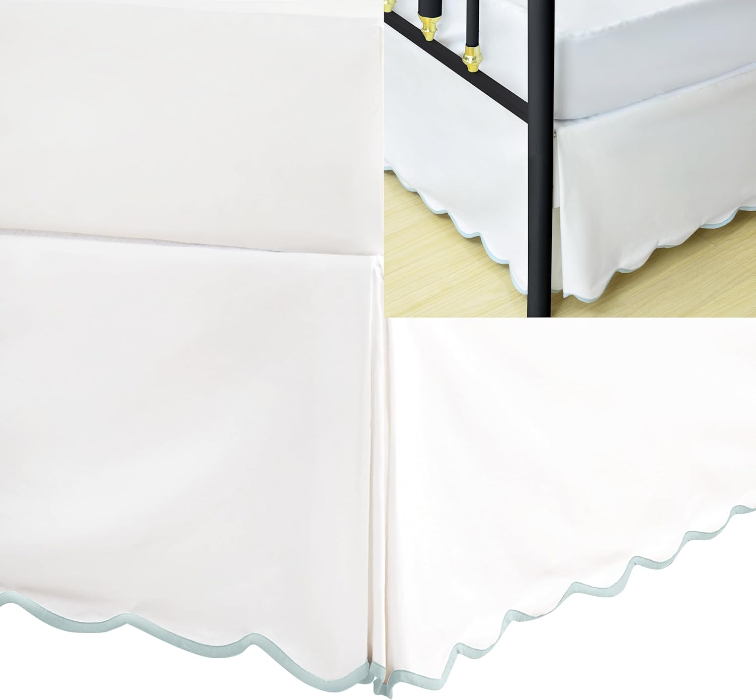 HIG Queen Bed Skirt with Scallop Edge for Elegant Bedrooms