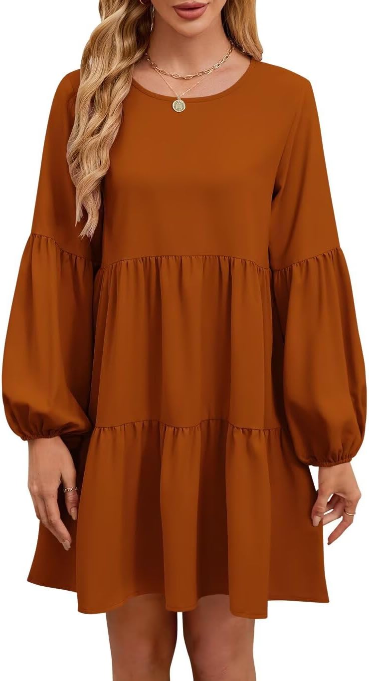 Trendy QACOHU Fall Dresses for Women with Long Lantern Sleeves