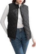 Women's Quilted Puffer Vest Water-Resistant Zip With Pockets soft