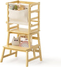 Amazer Bamboo Toddler Step Stool with Safety Rail - Stable Helper