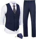 JPF Men's 2 Piece Slim Fit Suit Set with Vest and Tie - Tailored Look