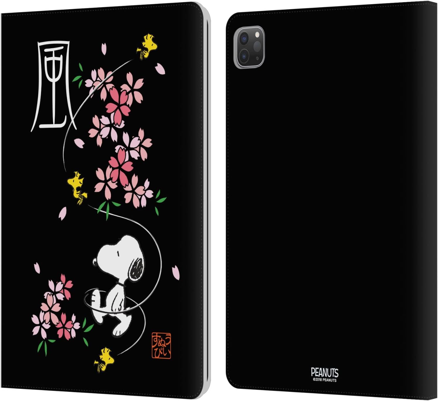 Peanuts Cherry Blossoms Snoopy Leather Wallet Case for iPad Pro