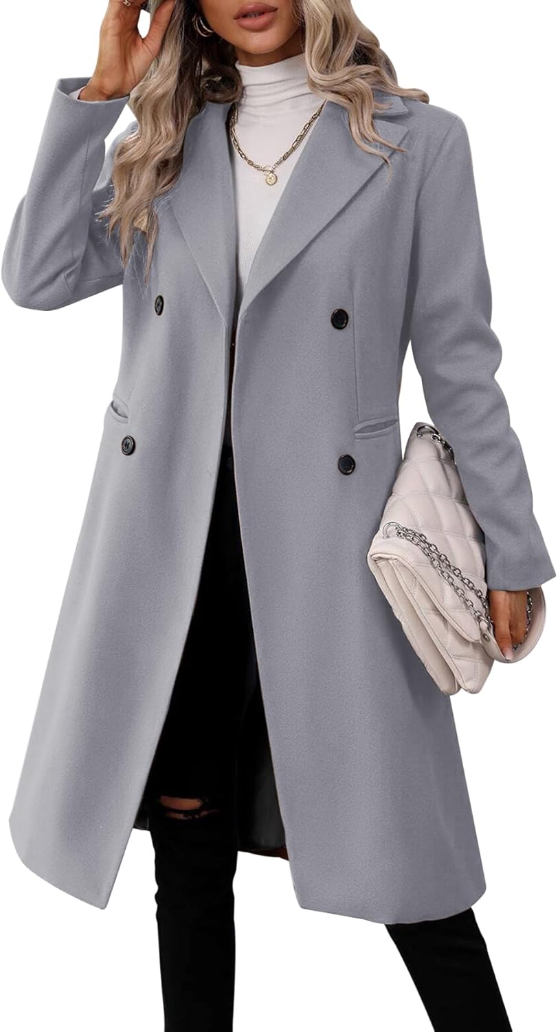 Danedvi Womens Long Double Breasted Pea Coat for Winter Style
